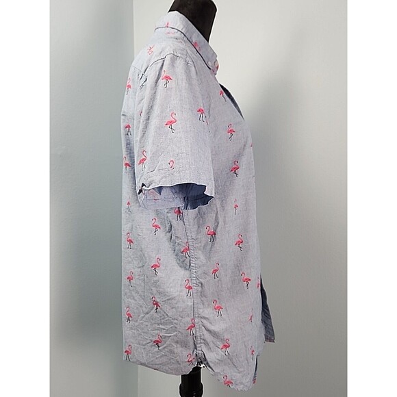 Ricky Singh Denim & Flower Mens Cotton Button Down Flamingo Shirt Medium - Picture 4 of 10